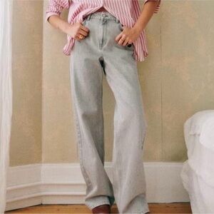 Sezane Gray Wide Leg Trousers- Denim Size 40